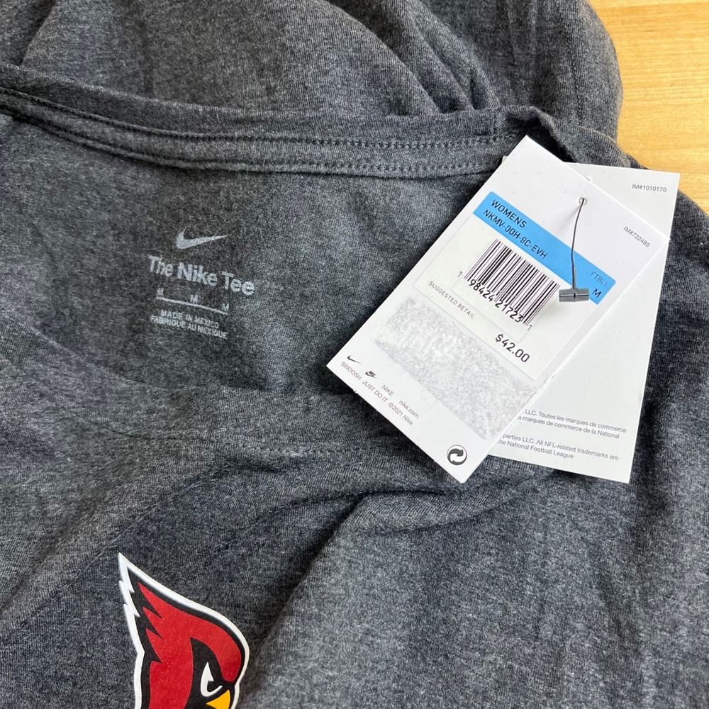 Arizona Cardinals Nike T-Shirt Womens Size Medium Gray Tee NFL Football NEW - Picture 5 of 7